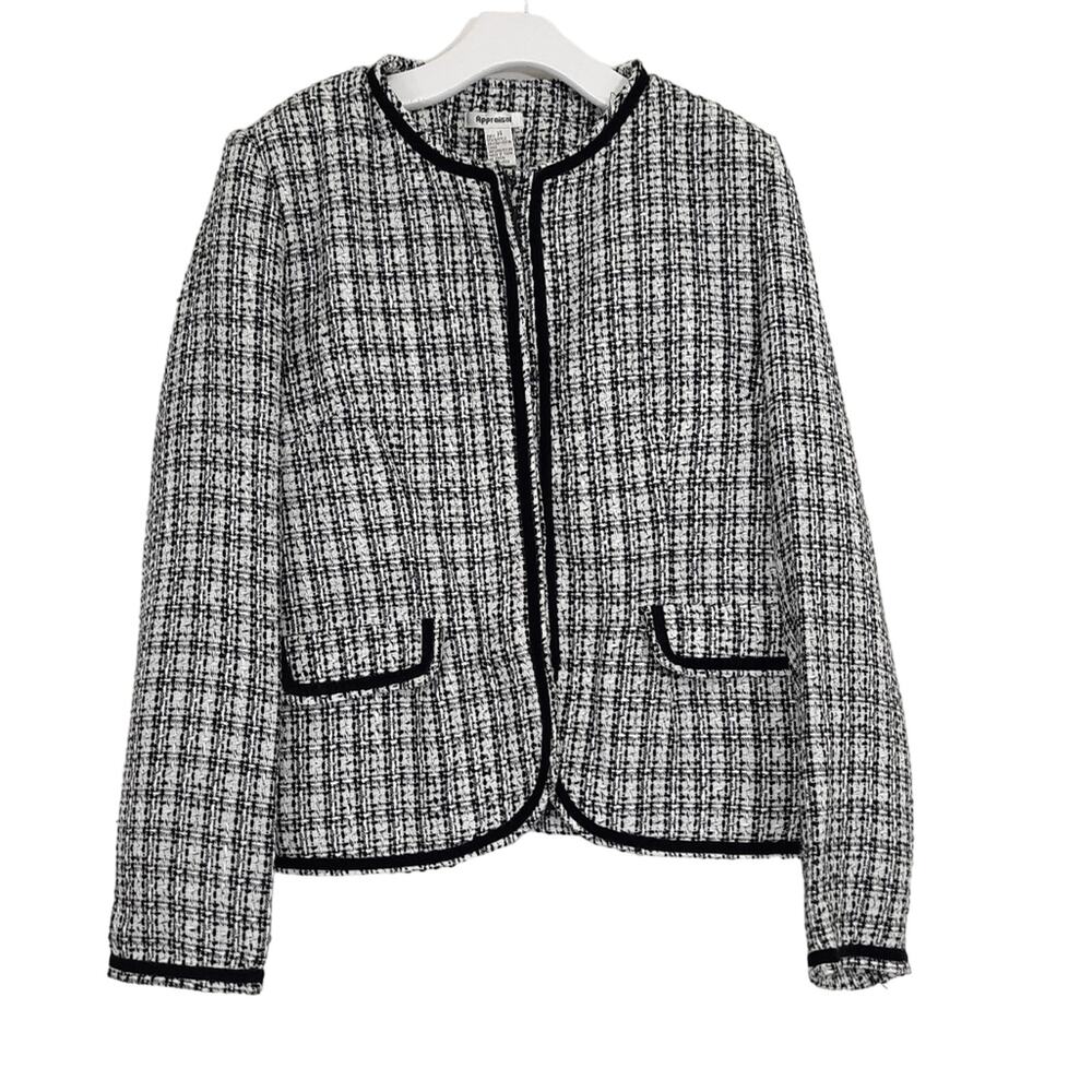 Women's Black and White Tweed Blazer